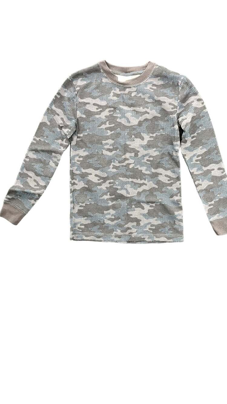 Cat & Jack Boys Camo Camouflage Thermal Long Sleeve Top Youth Size Medium 8/10
